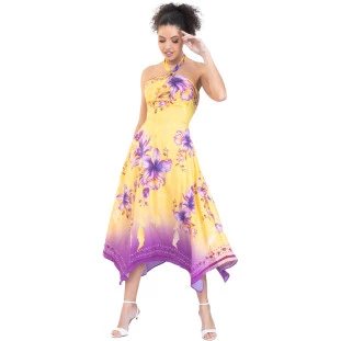 Vestido Onça Preta Lenco Frente Unica VE23 Amarelo Feminino