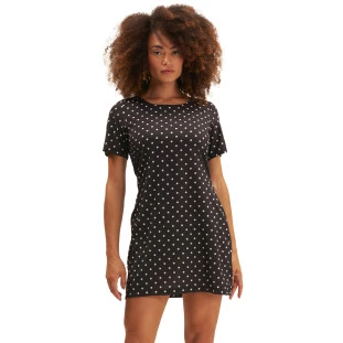 Vestido Onça Preta Camiseta Poa Ve25 Preto Feminino