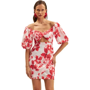 Vestido Curto Onça Preta Transpassado Ve25 Rosa Feminino