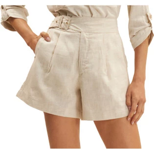 Bermuda Jeans Onça Preta Linho Ve25 Off White Feminino