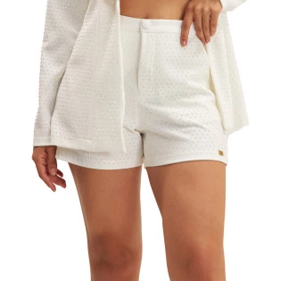 Bermuda Onça Preta Strass Ve25 Off White Feminino