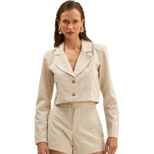 Blazer Onça Preta Alfaiataria Lase Ve25 Off White Feminino